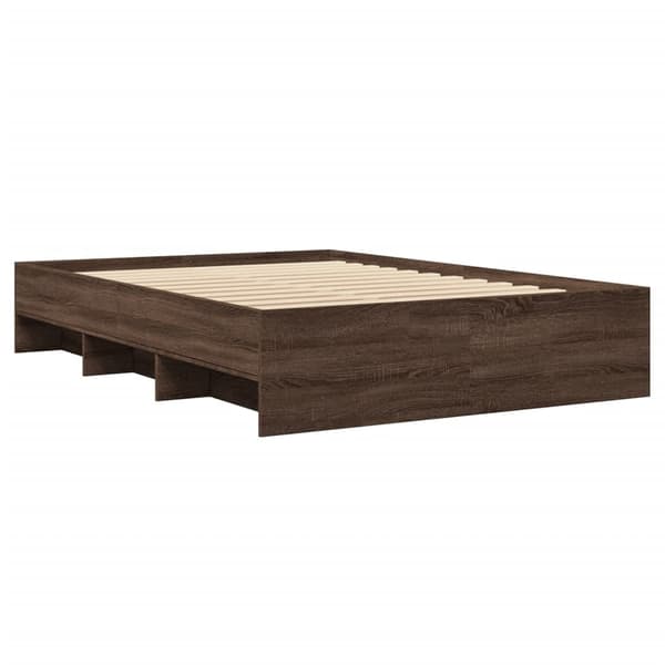 vidaXL Sängram brun ek 140x190 cm konstruerat trä