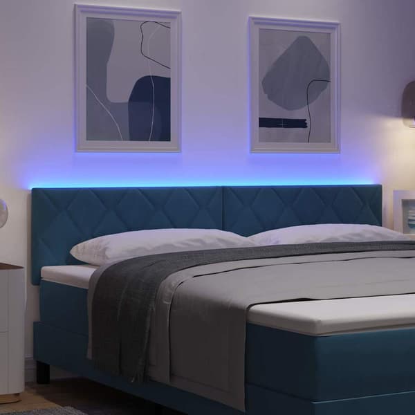 vidaXL LED huvuddyna Mörkblå 180 cm Sammet