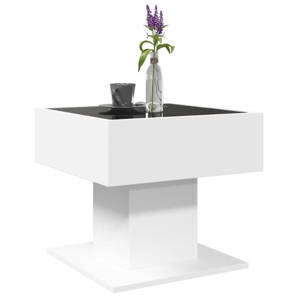vidaXL Soffbord med LEDs vit 50x50x45 cm konstruerat trä