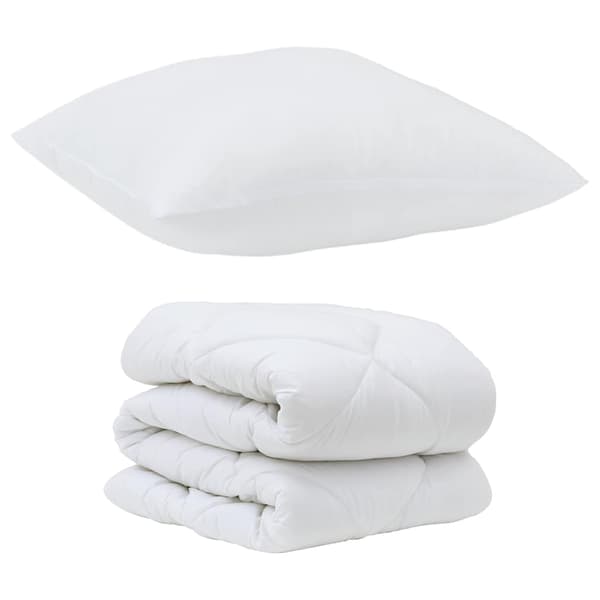 vidaXL Täcke med kudde 2 st Vit Mikrofiber