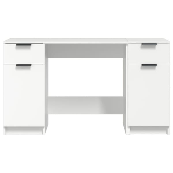 vidaXL Skrivebord med sideskap hvit konstruert tre