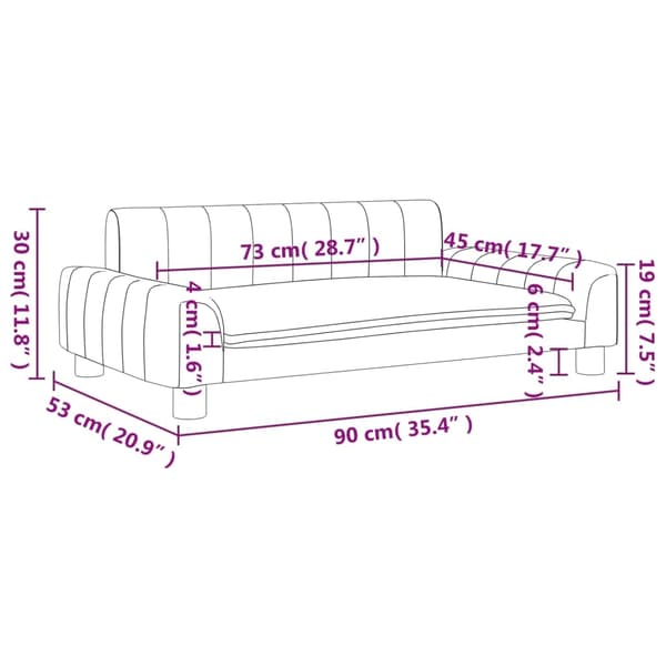 vidaXL Barnsoffa gräddvit 90x53x30 cm tyg