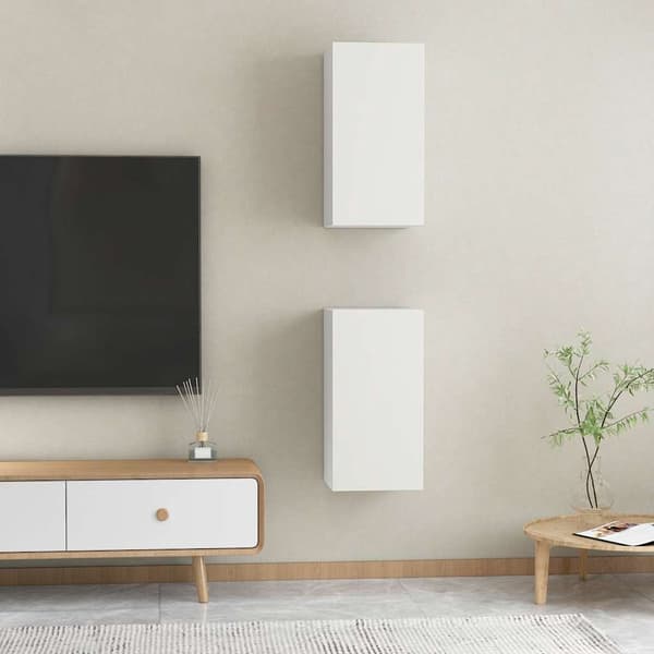 vidaXL TV-benk 2 stk hvit 30,5x30x60 cm konstruert tre