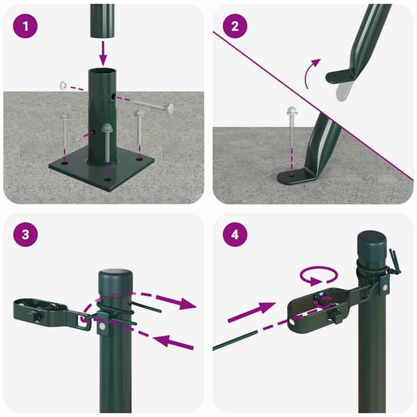 vidaXL Stängselstolpe 13 pcs Grön Stål