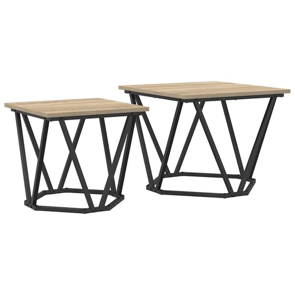 vidaXL Sidebordssett 2 pcs Sonoma eik Konstruksjonsvirke og stål