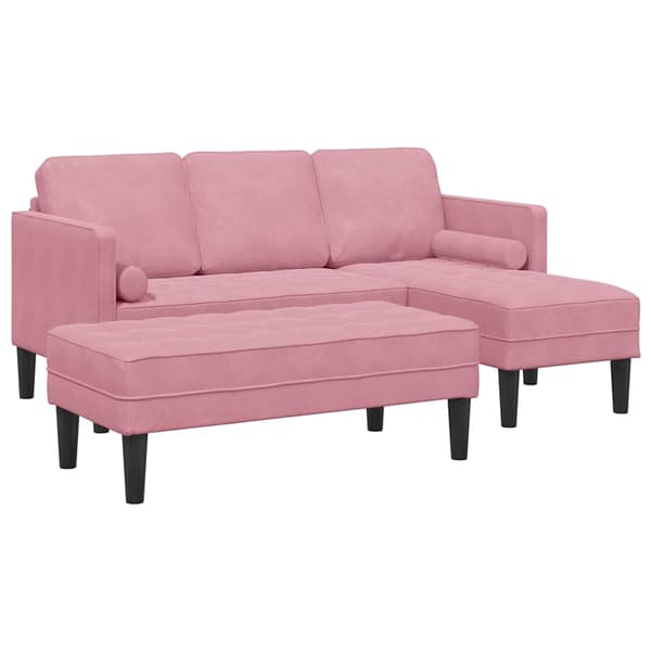 vidaXL Soffset med kudde 2 pcs Rosa Polyester