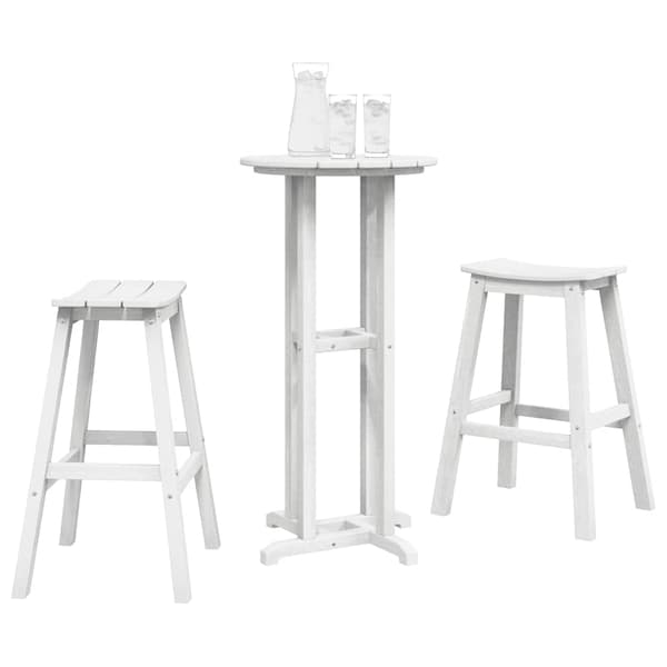 vidaXL Trädgårds Bar Set 3 pcs Vit HDPE