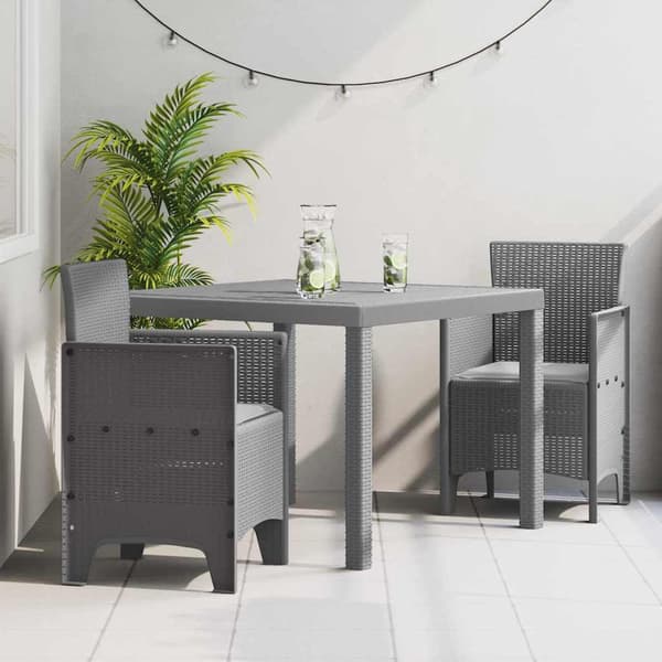 vidaXL Hage Spisegruppe 3 pcs Lysegrå Polypropen