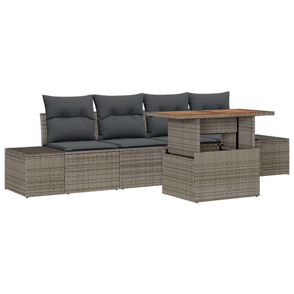 vidaXL Trädgårdsoffset med lagring 5 pcs Grå Poly rattan