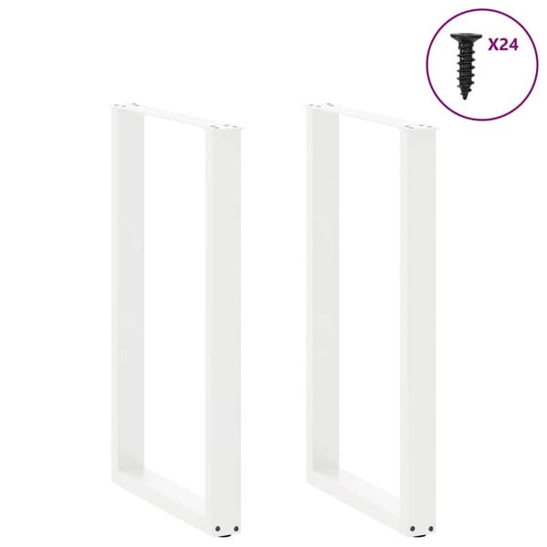 vidaXL Soffbordsben U-formade 2 st vit 60x(100-101) cm stål