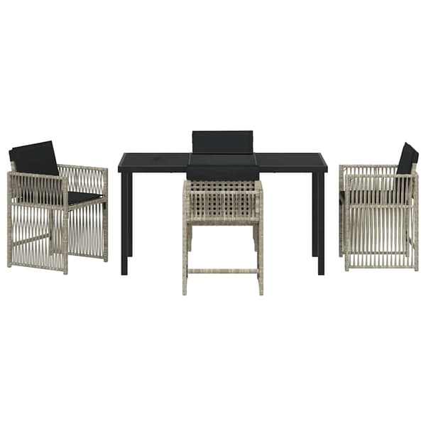 vidaXL Hage Spisegruppe 5 pcs Lysegrå polyrotting