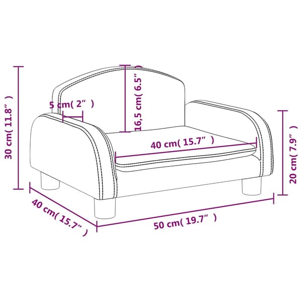 vidaXL Barnsoffa gräddvit 50x40x30 cm konstläder