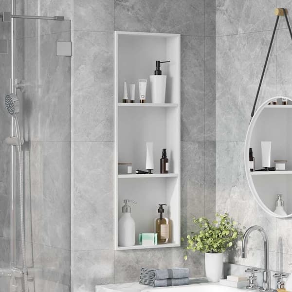 vidaXL Dusjniche Hvit 90 x 30 x 9,5 cm Rustfritt Stål