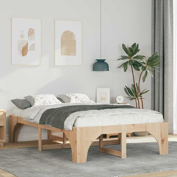 vidaXL Sängram Brun 120 x 200 cm Massiv furu