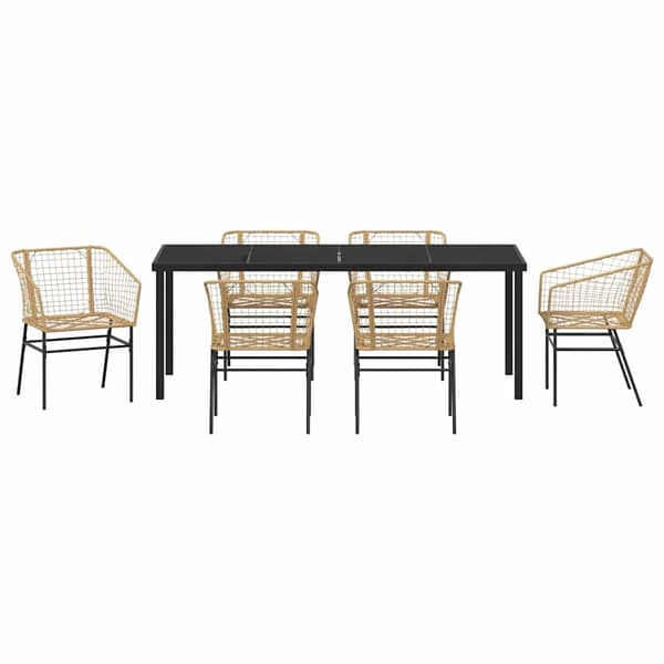 vidaXL Hage Spisegruppe 7 pcs Brun polyrotting