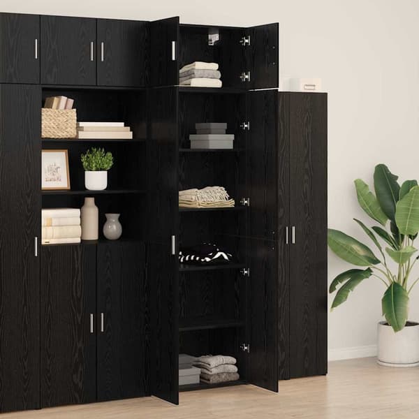 vidaXL Oppbevaringsskap 3 pcs Svart Eik
