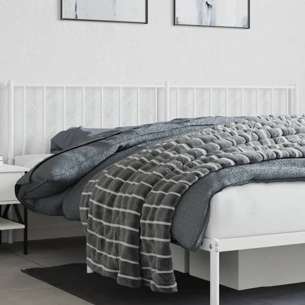 vidaXL Utskiftbar sengegavl i metall hvit 200 cm