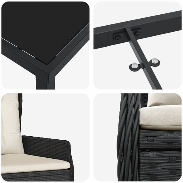 vidaXL Trädgårdsmöbelset 7 pcs Svart konstrotting