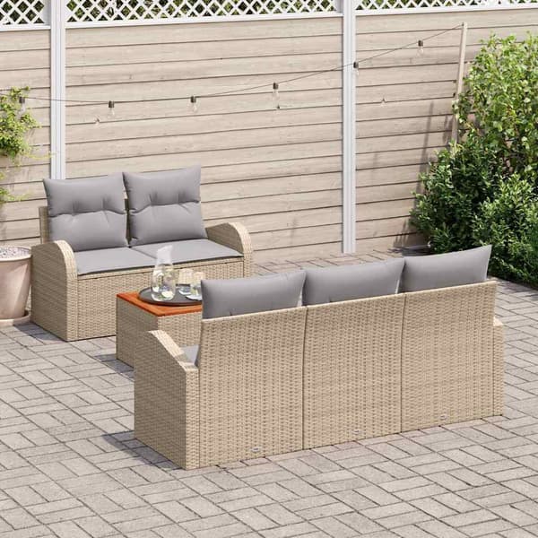 vidaXL Trädgårdsoffset 6 pcs Beige och Ljusgrå konstrotting