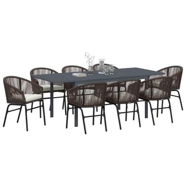 vidaXL Trädgårdsmöbelset 9 pcs Brun konstrotting