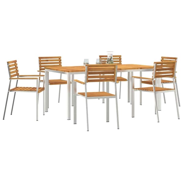 vidaXL Hage Spisegruppe 7 pcs Brun Solid akasietre