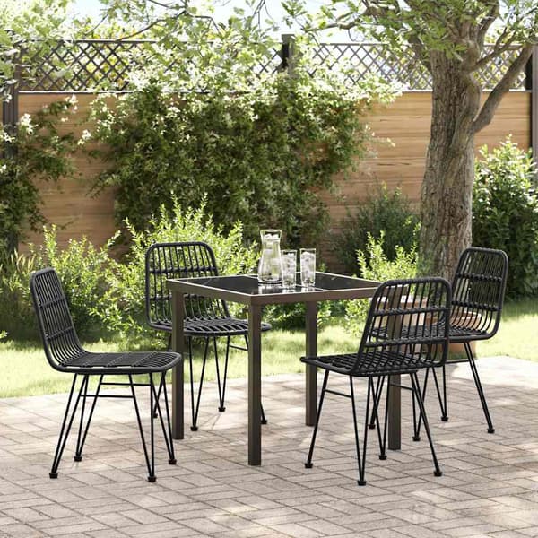 vidaXL Trädgårdsmöbelset 5 pcs Svart Pulverlackerat stål