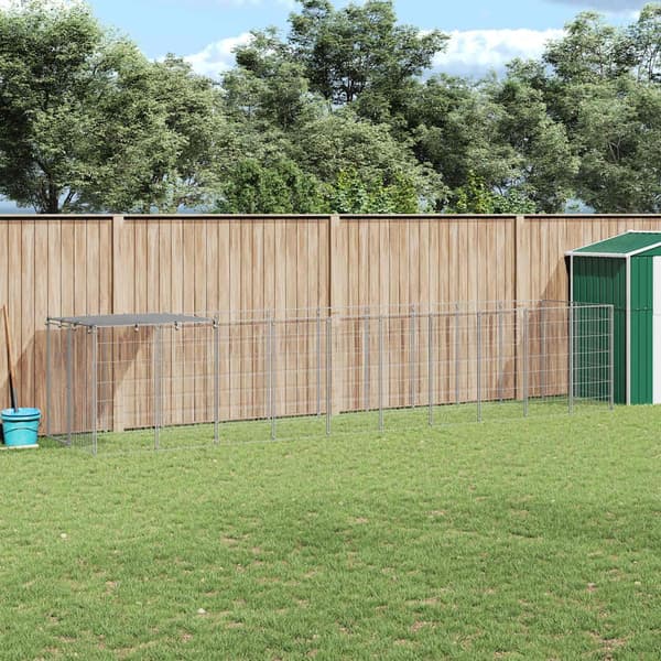vidaXL Hundegård sølv 6,05 m² stål
