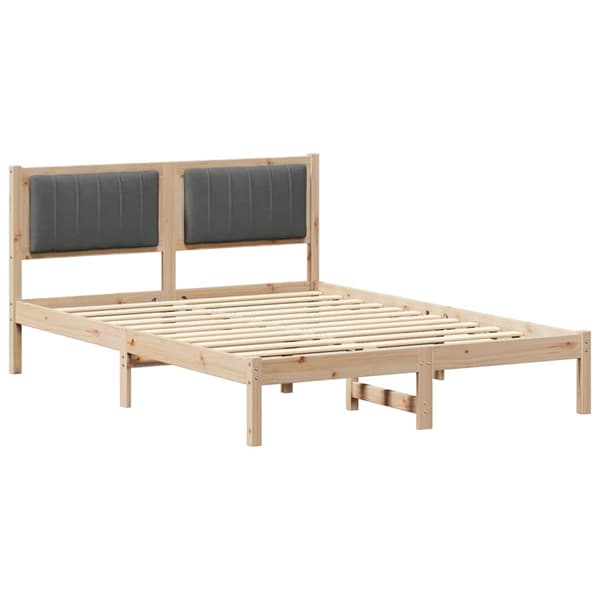 vidaXL Sängram med Vadderad Sänggavel Mörkgrå 140 x 200 cm