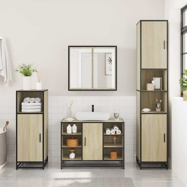 vidaXL Baderomsskap Sonoma eik 80x33x60 cm konstruert tre