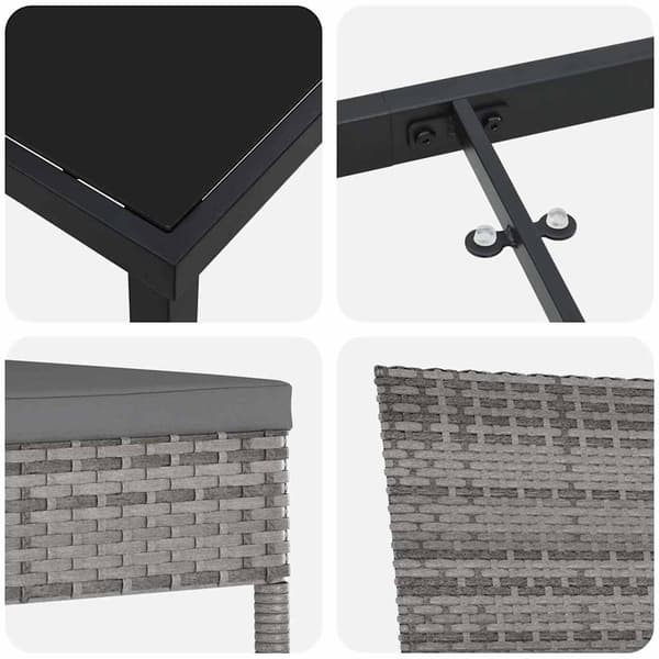 vidaXL Trädgårdsmöbelset 7 pcs Grå Pulverlackerat stål