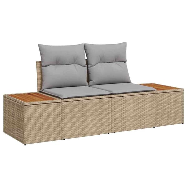 vidaXL Trädgårdsoffset med lagring 11 pcs Beige Poly rattan