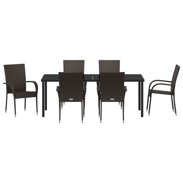 vidaXL Trädgårdsmöbelset 7 pcs Brun Pulverlackerat stål