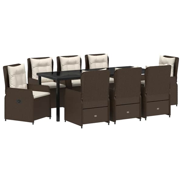 vidaXL Trädgårdsmöbelset 9 pcs Brun konstrotting