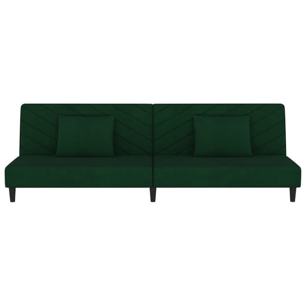 vidaXL Bäddsoffa 2-sits med två kuddar mörkgrön sammet