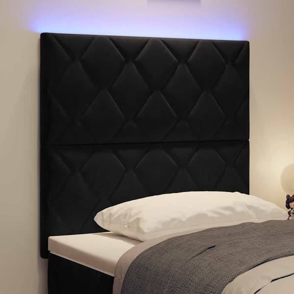 vidaXL LED huvuddyna Svart 100 cm Sammet