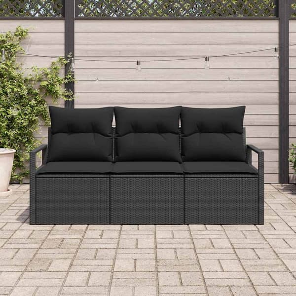 vidaXL Soffset 3 pcs Svart konstrotting