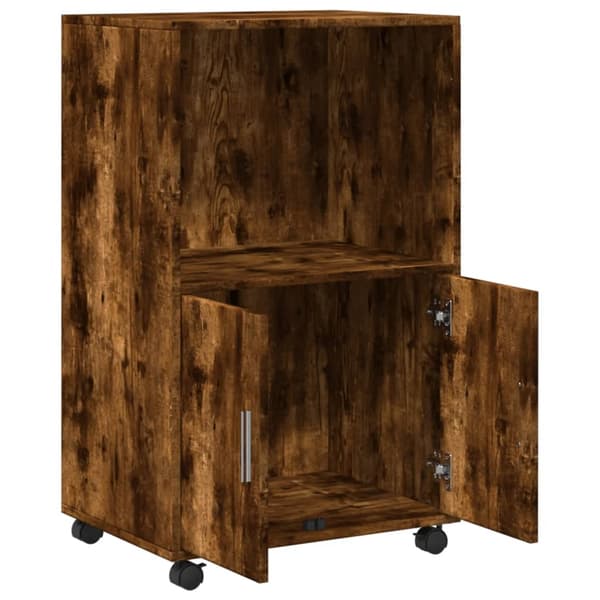 vidaXL Rulleskap røkt eik 55x40x91 cm konstruert tre