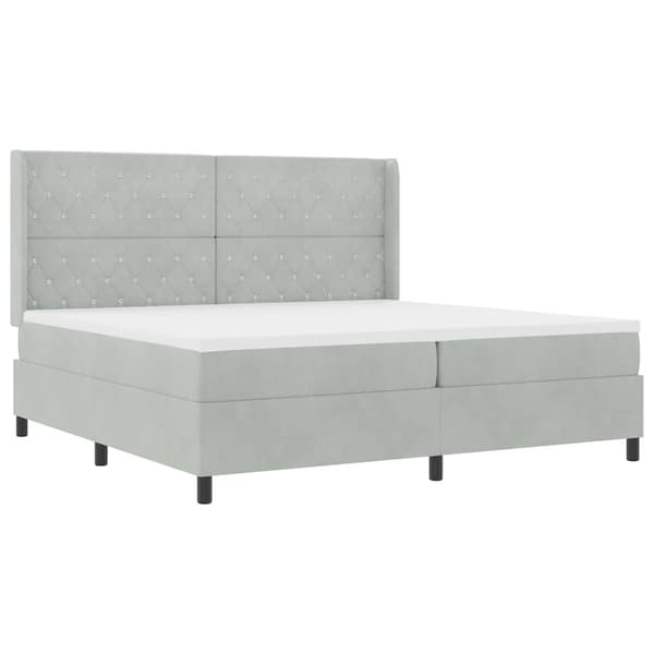 vidaXL Bäddfjäder med madrass Ljusgrå 200 x 200 cm Sammet