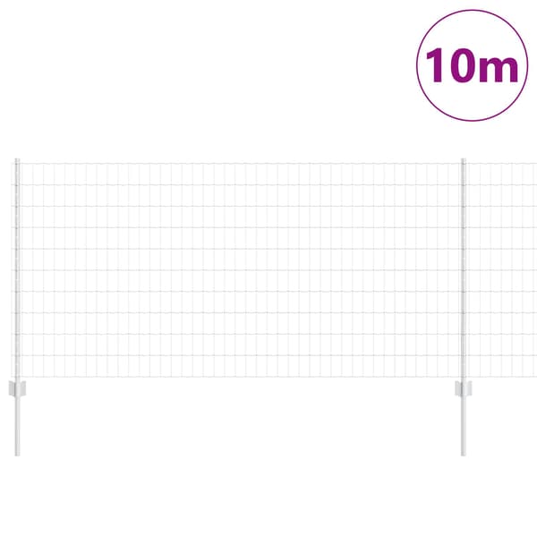 vidaXL Gjerde med stolpe sølv 1 x 10 m Stål