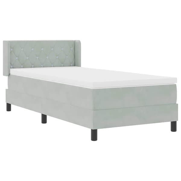 vidaXL Bäddfjäder med madrass Ljusgrå 200 x 90 cm Sammet