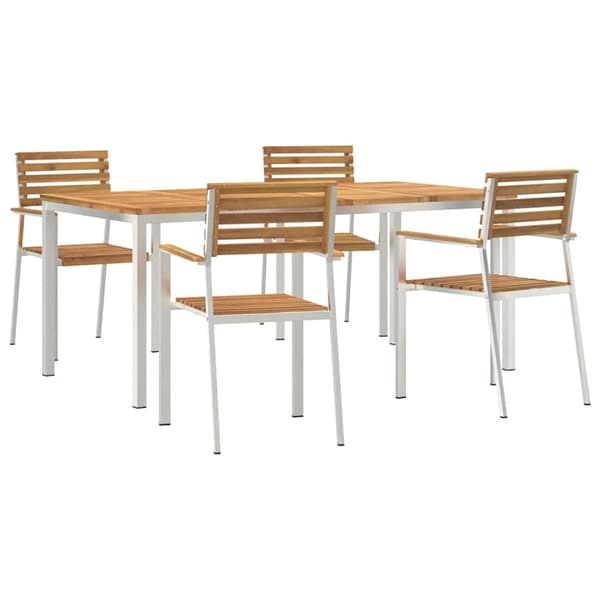vidaXL Hage Spisegruppe 5 pcs Brun Solid akasietre