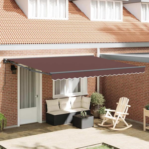 vidaXL Markisram Brun 400 × 300 cm Polyester med PU-beläggning