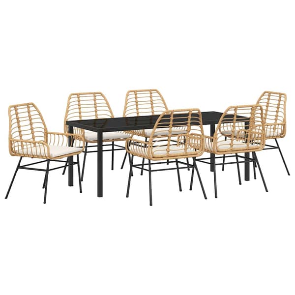 vidaXL Trädgårdsmöbelset 7 pcs Brun konstrotting