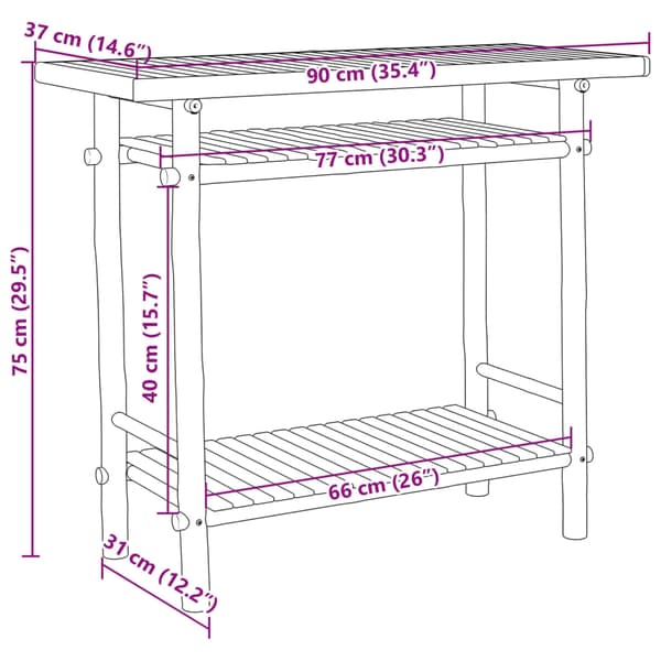 vidaXL Konsollbord 90x37x75 cm bambus