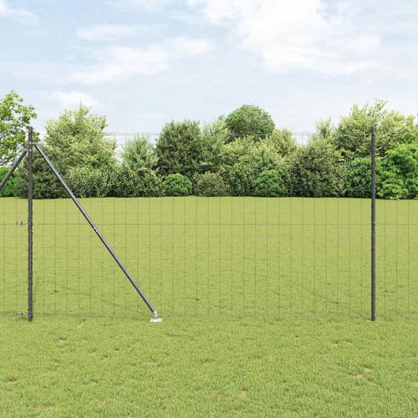 vidaXL Gjerde med stolpe Grå 1,5 x 10 m Stål