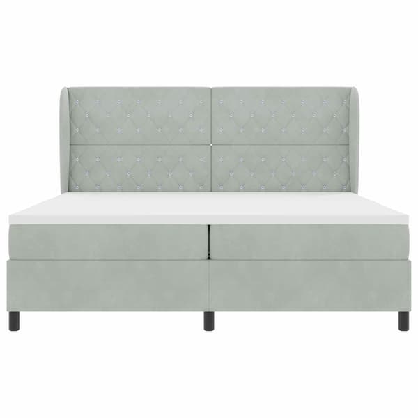 vidaXL Bäddfjäder med madrass Ljusgrå 200 x 200 cm Sammet