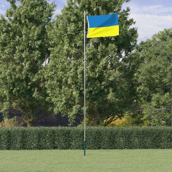 vidaXL Ukraina flagg med messingmaljer 90x150 cm