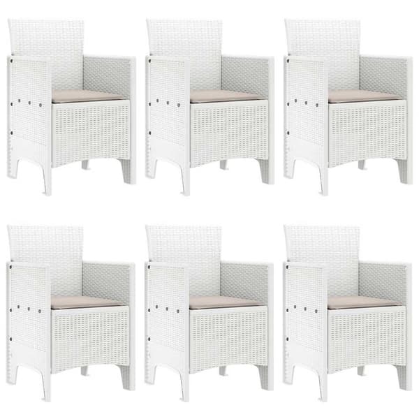 vidaXL Trädgårdsmöbelset 7 pcs Vit Polt rotting