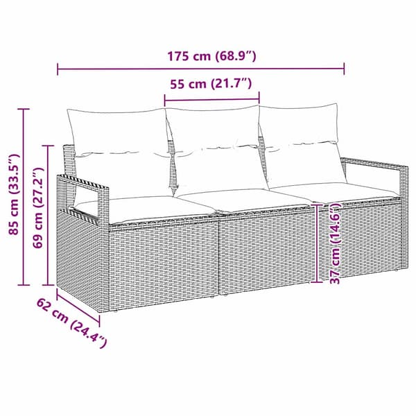 vidaXL Soffgrupp 3 delar Brun polyrotting