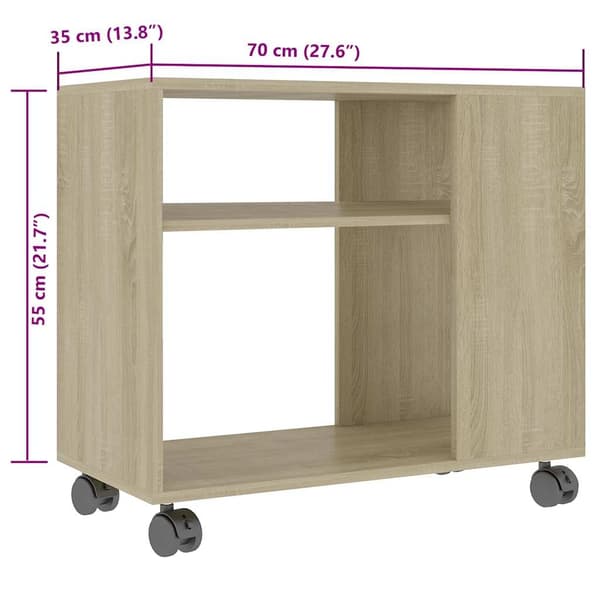 vidaXL Sidebord sonoma eik 70x35x55 cm konstruert tre